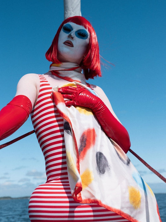 Paloceras and Bo Quinn weave drag artistry and eyewear craft into silk